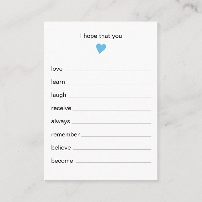 Cartão De Informações Chic Deseja O Jogo De Chá Do Baby Boy (Verso)