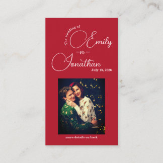 Cartão De Informações Chic Editorial Deep Red Compact QR Code Wedding