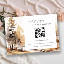 Chic Fall Autumn Paisagem Casamento QR Code RSVP
