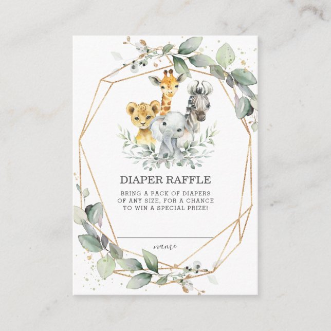 Cartão De Informações Chic Greenerescência Selvagem Animais Bebê Fralda  (Frente)