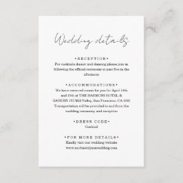 Cartão De Informações Chic Minimalist Handwriting Script Wedding Details