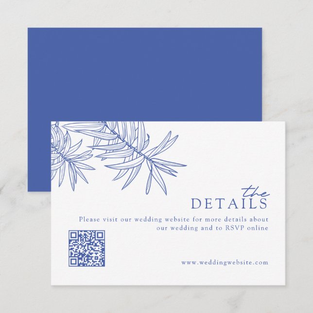 Cartão De Informações Chic Moderno Site de Casamento Something Blue/Dest (Frente/Verso)