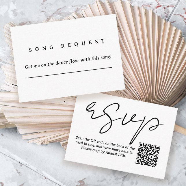 Cartão De Informações Chic preto e branco moderno rsvp (Criador carregado)