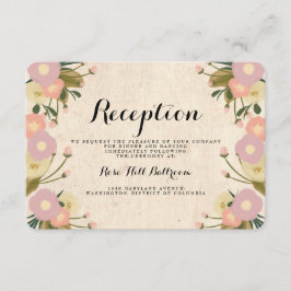 Cartão De Informações Chic Recepção de Casamento Floral Rústico em Aquar