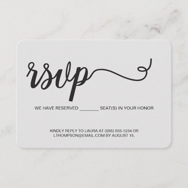 Cartão De Informações Chic Reservamos assentos para você (Frente)