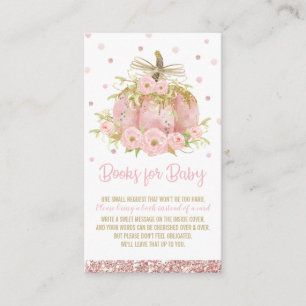 Cartão De Informações Chic Rosa Abóbora Baby Shower Menina Traga um Livr