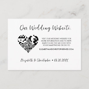 Cartão De Informações Chic site de casamento moderno código QR RSVP
