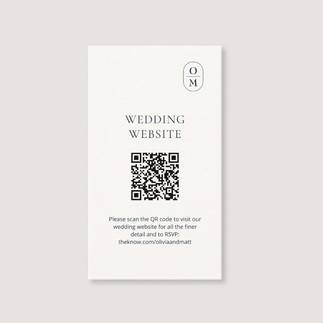Cartão De Informações Chic Typography QR Wedding Website Enclosure Card (Criador carregado)