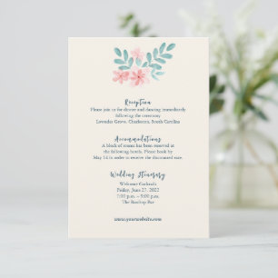 Cartão De Informações Chic Watercolor Pink Floral Detail Placa