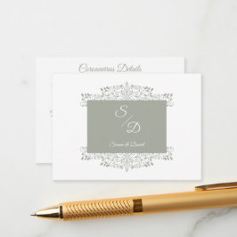 Cartão De Informações Chic Wedding Ornamental Initials Coronavirus
