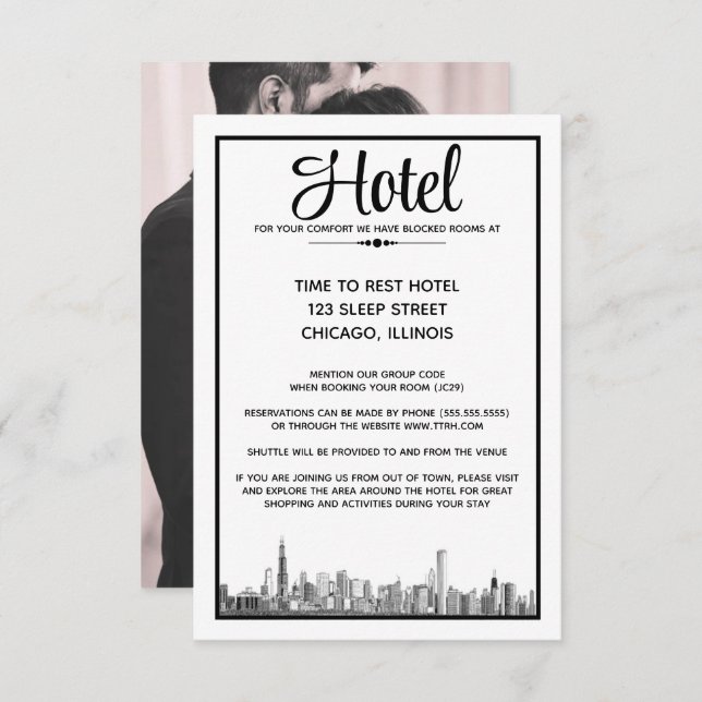 Cartão De Informações Chicago Skyline (Frente/Verso)