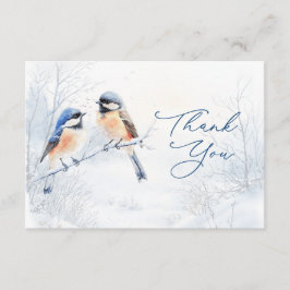 Cartão De Informações Chickadee Bird in Winter Thank You Enclosure Card