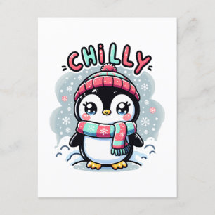 Cartão De Informações Chilly Penguin Snowy Scarf Hug