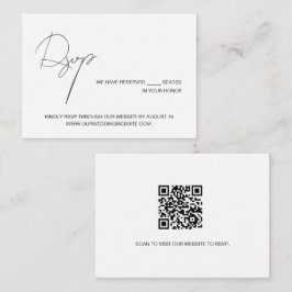 Cartão De Informações Chique Minimalista código QR preto branco casament