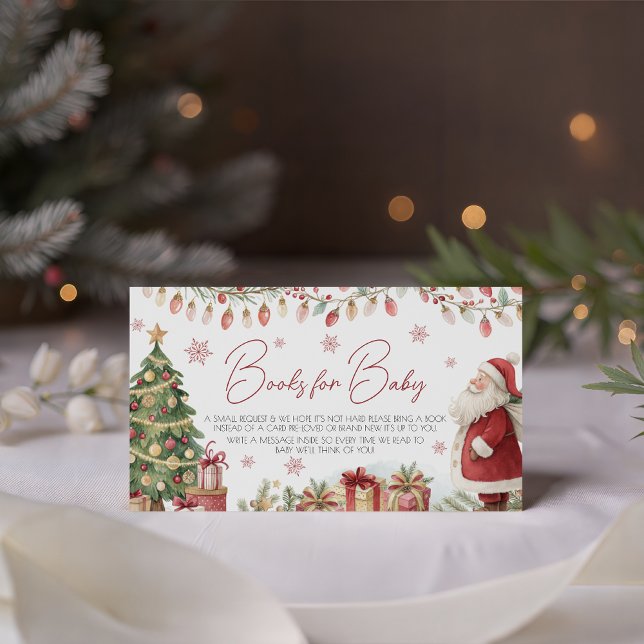 Cartão De Informações Christmas Baby Shower Books for Baby Card (Criador carregado)