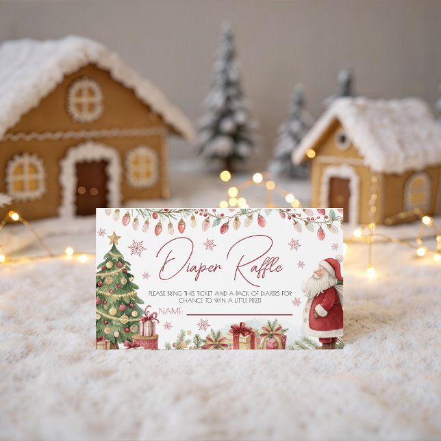 Cartão De Informações Christmas Baby Shower Diaper Raffle Card (Criador carregado)