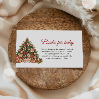 Cartão De Informações Christmas Tree Books for Baby Baby Shower