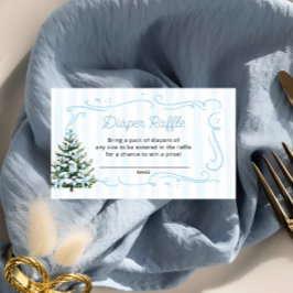 Cartão De Informações Christmas Tree Winter Blue Diaper Raffle Tickets