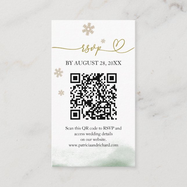 Cartão De Informações Christmas Wedding QR RSVP (Frente)