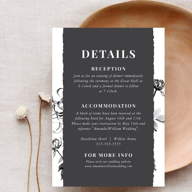 Cartão De Informações Chrysanthemum Ink Art Details Enclosure Card (Criador carregado)