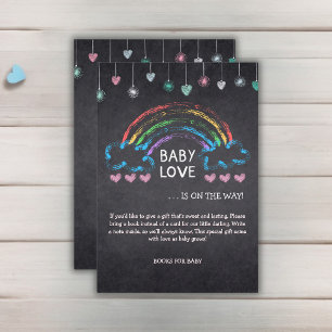 Cartão De Informações Chuva de Amor Chalkboard Corações & Arco-Íris Baby