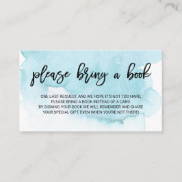 Cartão De Informações Chuva de azul Turquesa Traga um Livro Baby Shower