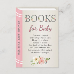 Cartão De Informações Chuva de Bebê do Conto de Fadas Rosa Livro Bibliot