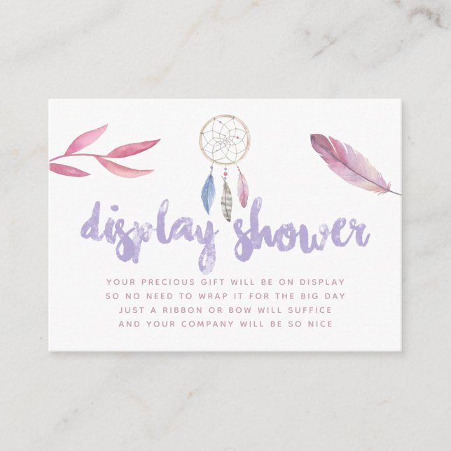 Cartão De Informações Chuva de Bebê Exposição em Aquarela Boho Tribal (Frente)