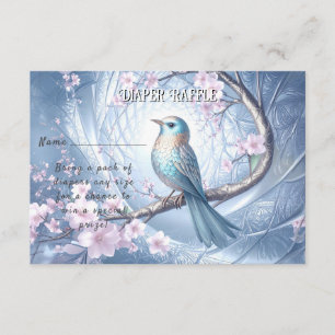 Cartão De Informações Chuva de Bebê Floral Blue Bird
