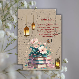 Cartão De Informações Chuva de Bebê Floral de Conto de Fadas Vintage