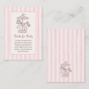 Cartão De Informações Chuva de Bebê Menina Listras de Aquarela Rosa Bege