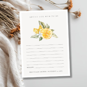 Cartão De Informações Chuva de Bebê Minimalista Limão para a Mamãe