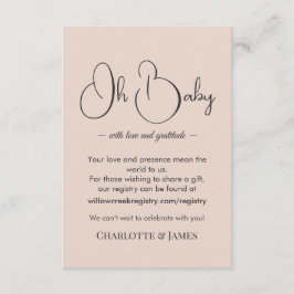 Cartão De Informações Chuva de Bebê Minimalista Moderna | Rosa Pó