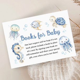 Cartão De Informações Chuva de Bebê Oceano Menino Azul Livros Para Bebê