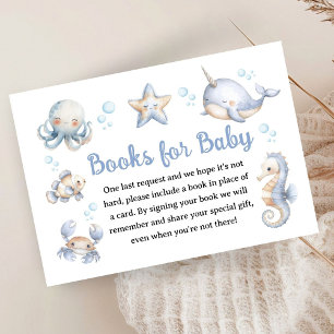 Cartão De Informações Chuva de Bebê Oceano Menino Livros Para Bebê Azul