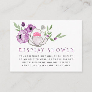 Cartão De Informações Chuva de Bebê Violeta e Floral Salvia Exposição