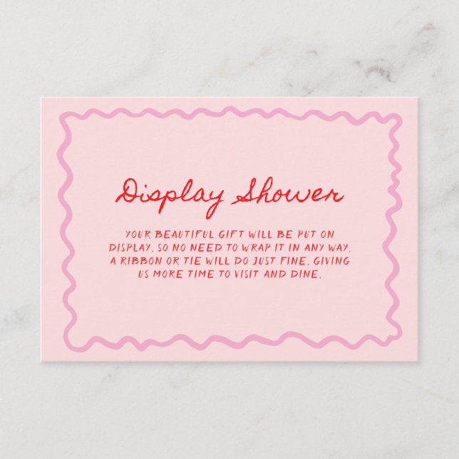 Cartão De Informações Chuva de Exposição Manuscrita Vermelha e Rosa Capr (Frente)