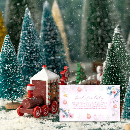 Cartão De Informações Chuva de Flor de Floco de Neve de Inverno Rosa Chu