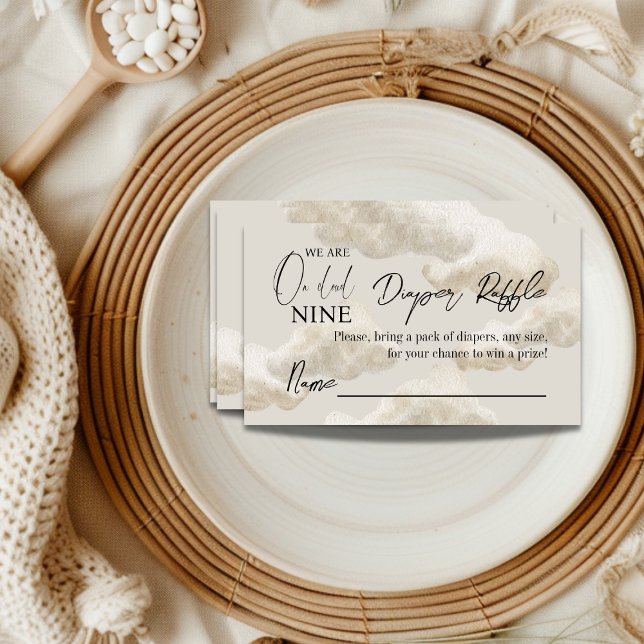 Cartão De Informações Chuva de Fraldas Baby Shower Nuvem Nove Céu Bege (Criador carregado)