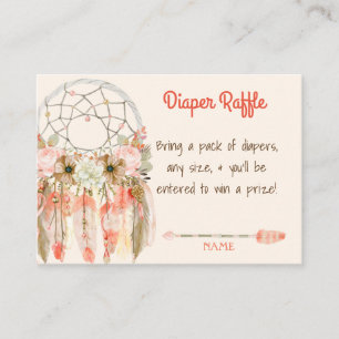 Cartão De Informações Chuva de Fraldas Boho Dream Catcher Baby Shower