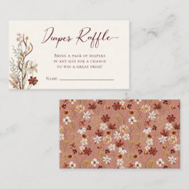 Cartão De Informações Chuva de Fraldas Boho Flor Silvestre Festa de Bebê