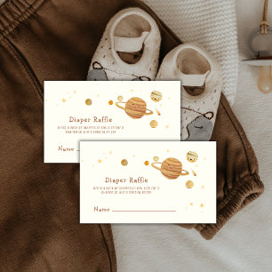 Cartão De Informações Chuva de Fraldas Espaço Solar Boho Baby Shower