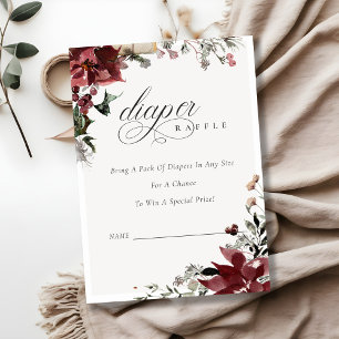 Cartão De Informações Chuva de Fraldas Foliagem Festiva de Inverno Chá d