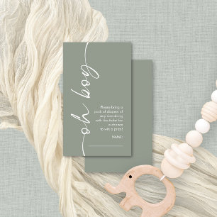 Cartão De Informações Chuva de Fraldas Oh Boy Sage Festa de Bebê