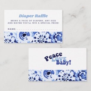 Cartão De Informações Chuva de Fraldas para Baby Shower com Azul Tie Dye