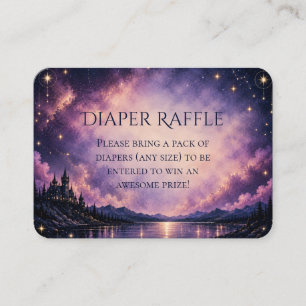 Cartão De Informações Chuva de Fraldas para Baby Shower Moonlit Castle C