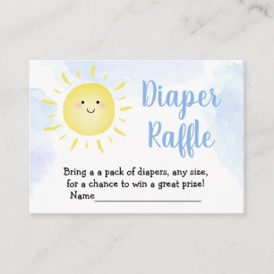 Cartão De Informações Chuva de Fraldas Sunshine Clouds Blue Baby Shower