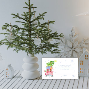 Cartão De Informações Chuva de Fraldas Urso Rena de Inverno Baby Shower