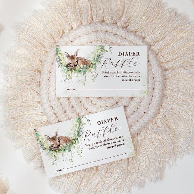 Cartão De Informações Chuva de Fraldas Woodland Deer Greenery Baby Menin (Criador carregado)