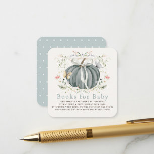 Cartão De Informações Chuva de Livros Baby Shower Azul Abóbora Selvagem